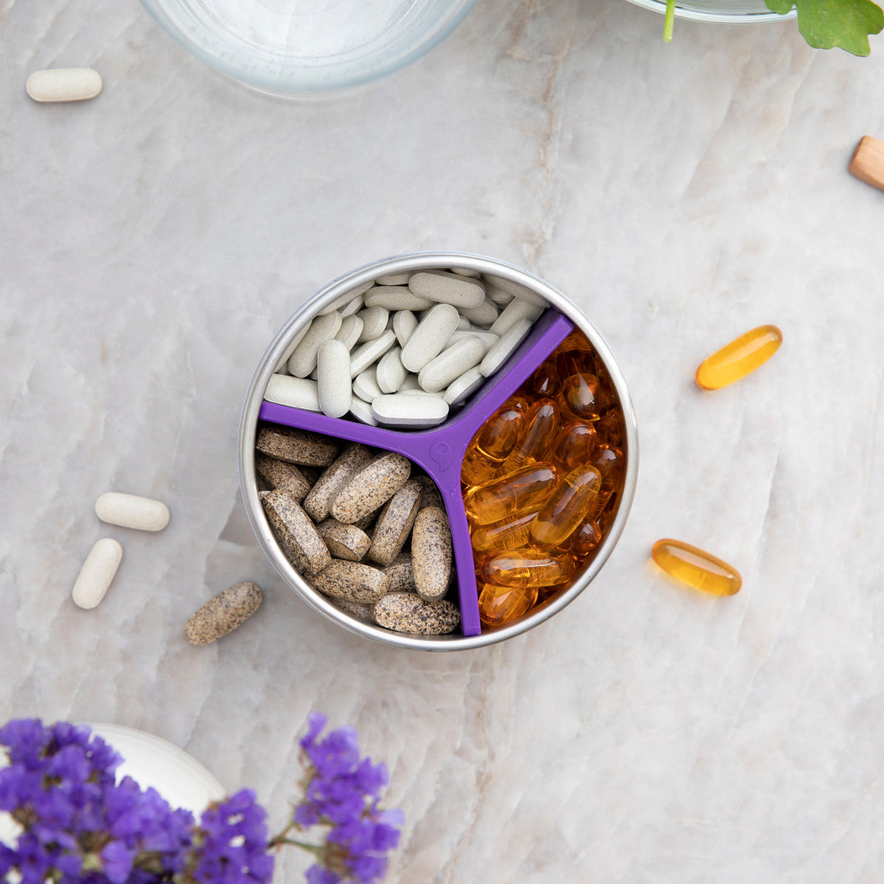 Pill organizer from above