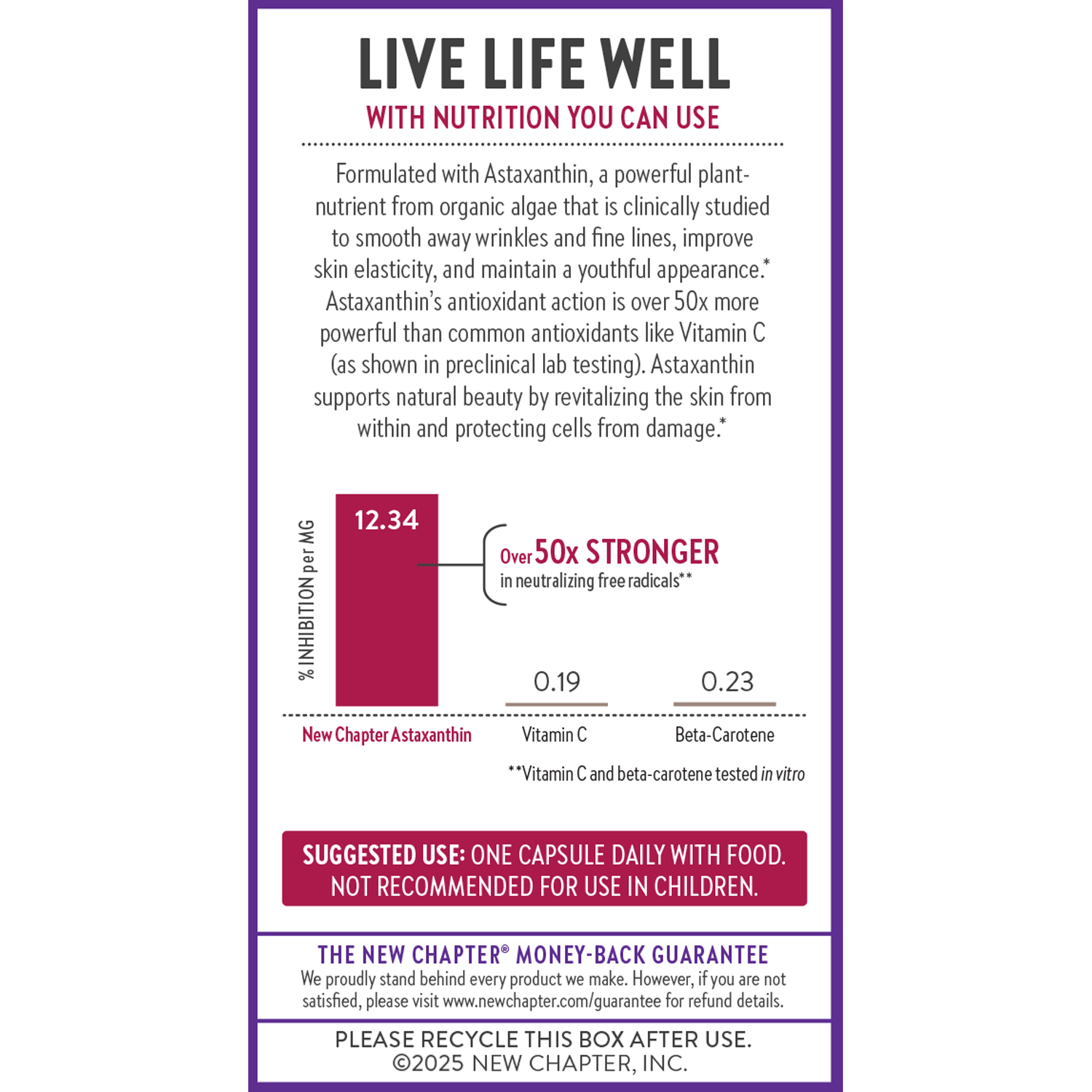 Formulated with Astaxanthin, from organic algae that is clinically studied to smooth away wrinkles and fine lines
