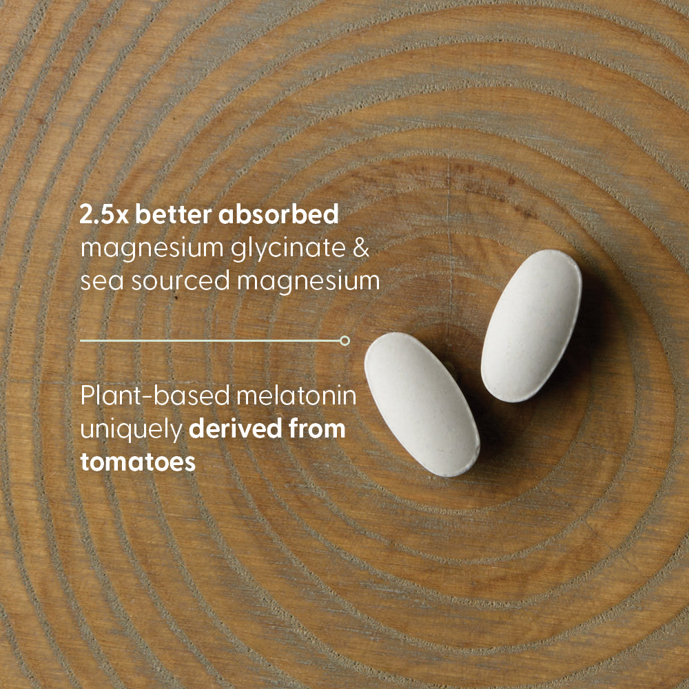 2.5x better absorbed magnesium glycinate & sea sourced magnesium - Plant-based melatonin uniquely derived from tomatoes