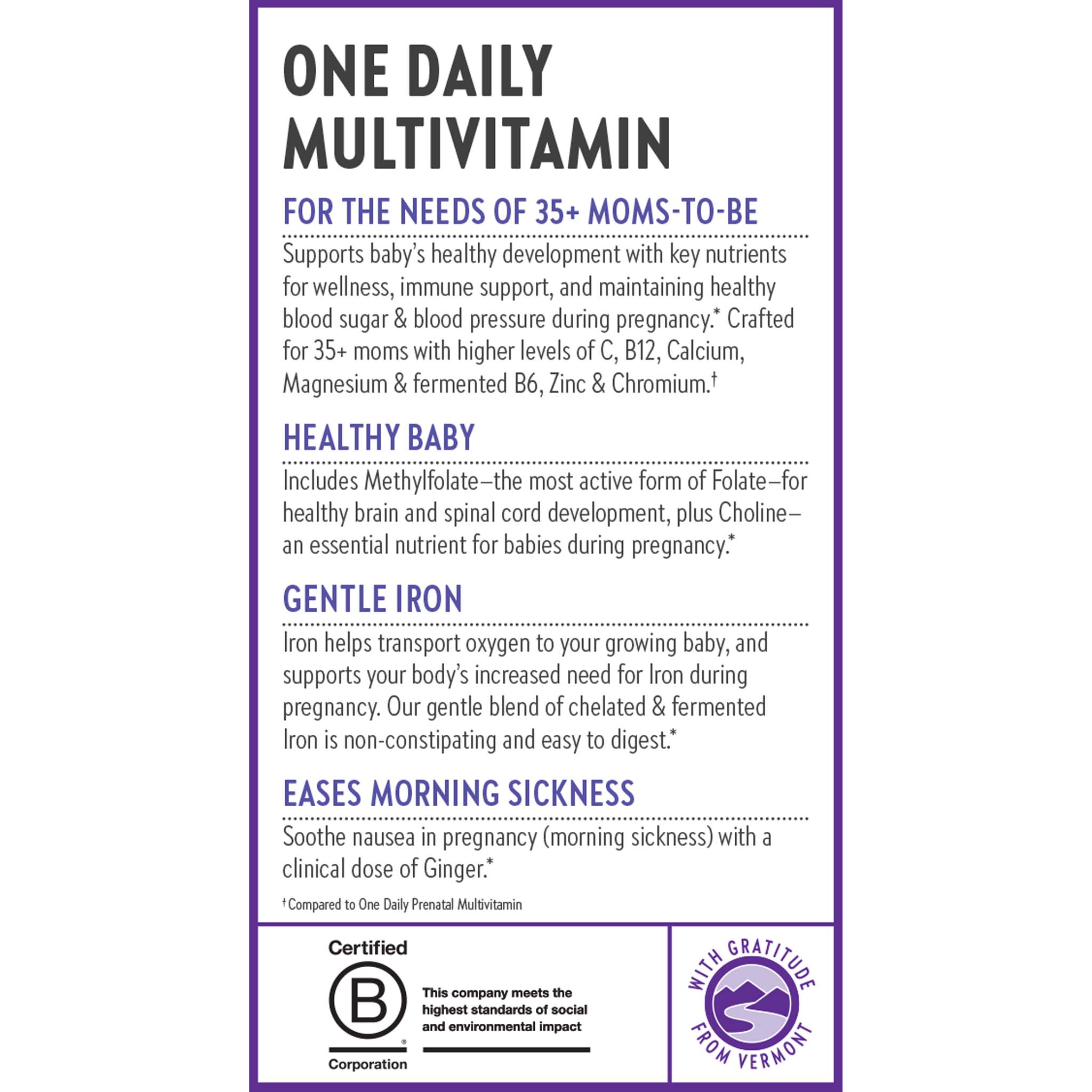 One Daily Multivitamin, For Needs of 35+ Moms-To-Be, Healthy Baby, Gentle Iron, Eases Morning Sickness