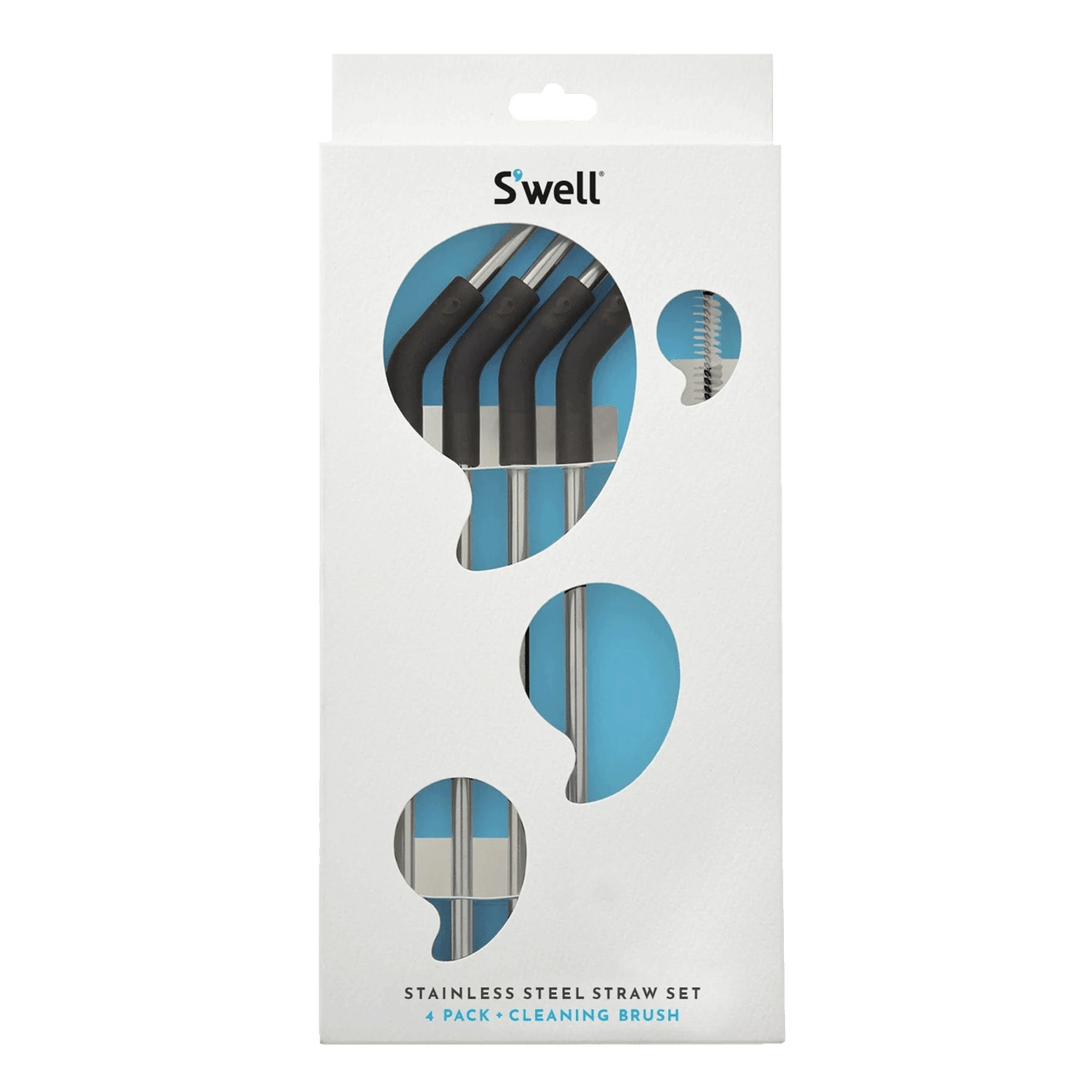W'well Stainless Steel Straw Set 5 Pack + Cleaning Brush