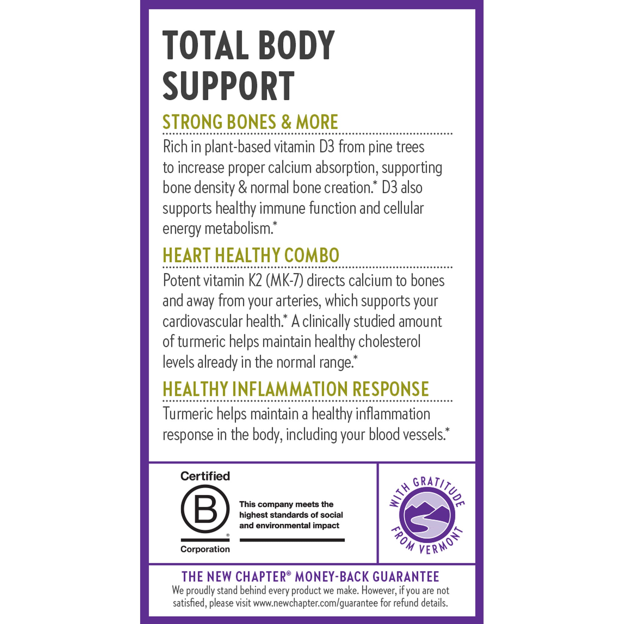 Total Body Support, Strong Bones & More, Heart Healthy Combo, Healthy Inflammation Response