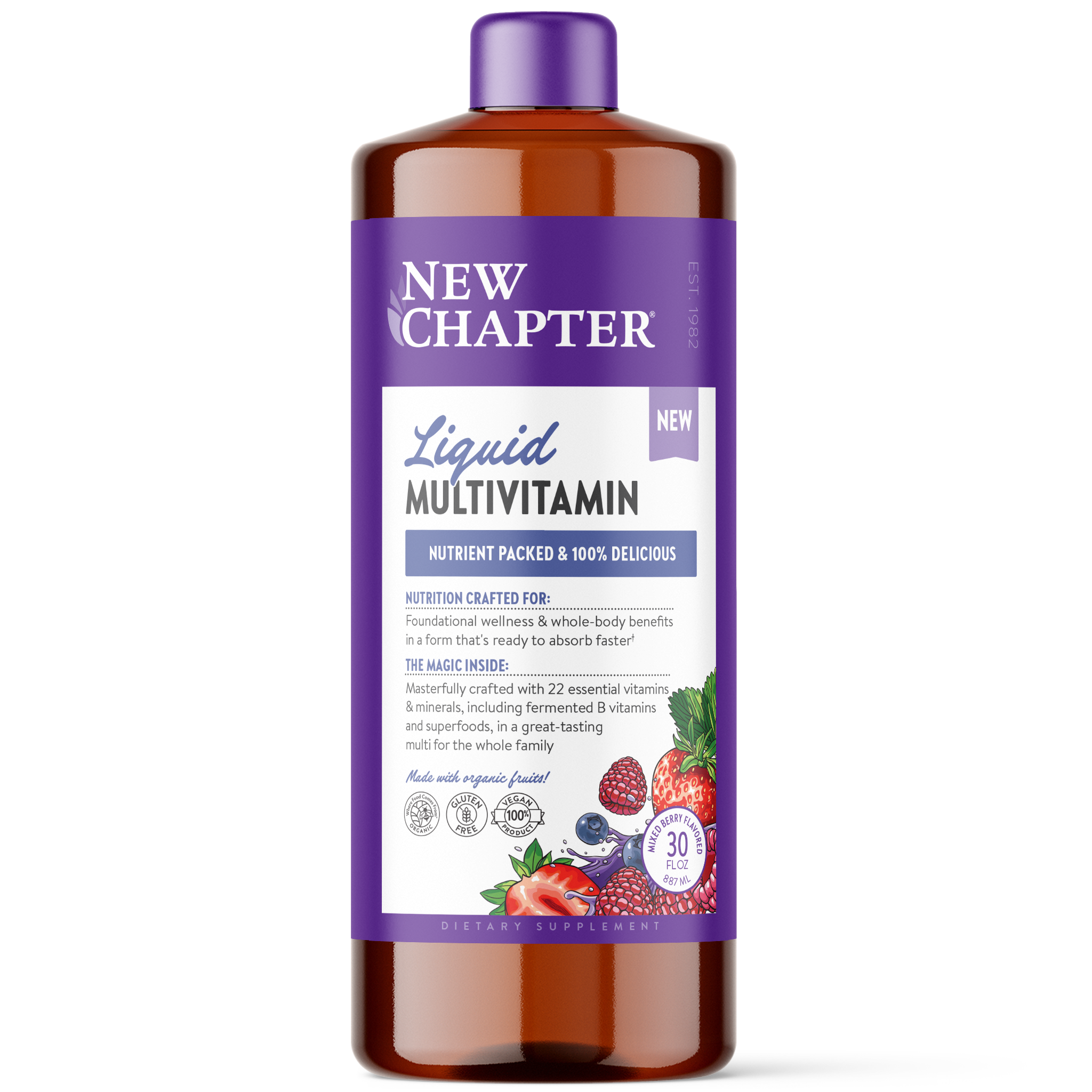 New Chapter Liquid Multivitamin Mixed Berry Bottle 